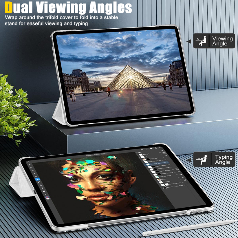 Slim Translucent Hard PC Protective Smart Cover with Stand for iPad Pro 11” 2024 A2836/A2837/A3006